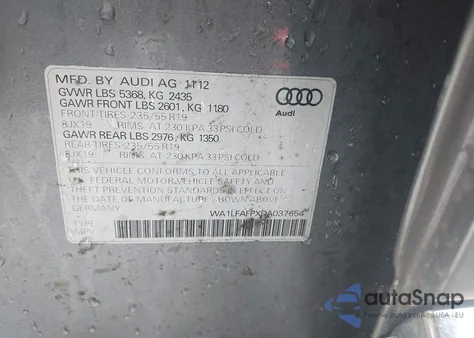 2013 Audi Q5 2.0T Premium z USA, uszkodzony, nr VIN WA1LFAFPXDA037654